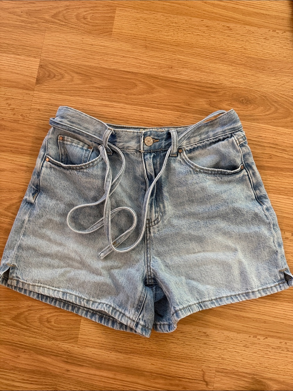 Rewash tie belt shorts